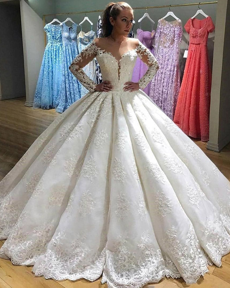 Luxury Lace Wedding Dress Princess Ball Gown White Bridal Gown With Lo Siaoryne 1420