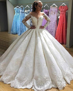 white wedding gowns full sleeves