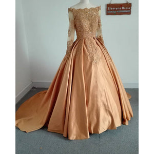 off the shoulder sleeve prom dress