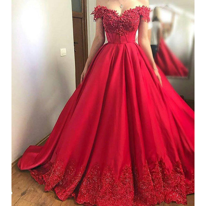New Red Ball Gown Prom Dresses Women Evening Dresses Siaoryne