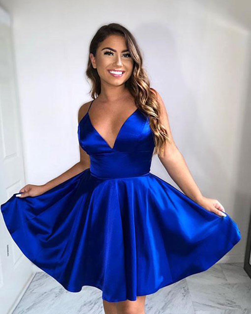 Royal Blue Short Homecoming Dresses 2019 With Straps Short Party Dress