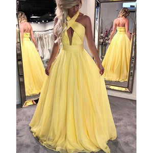 yellow halter dress