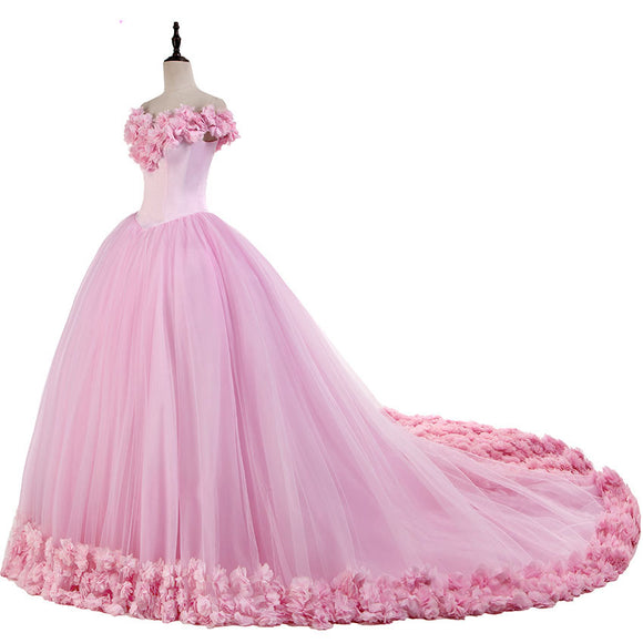 Buy Ball Gown  Quinceanera  Dresses  Pink  Flowers  Debutante 