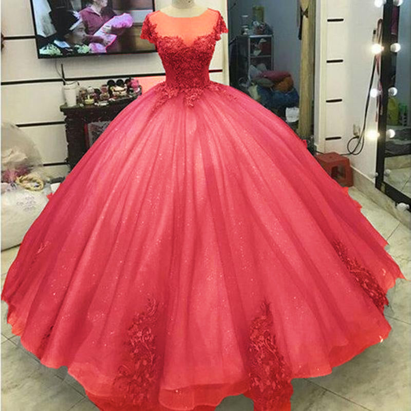 red prom dress princess