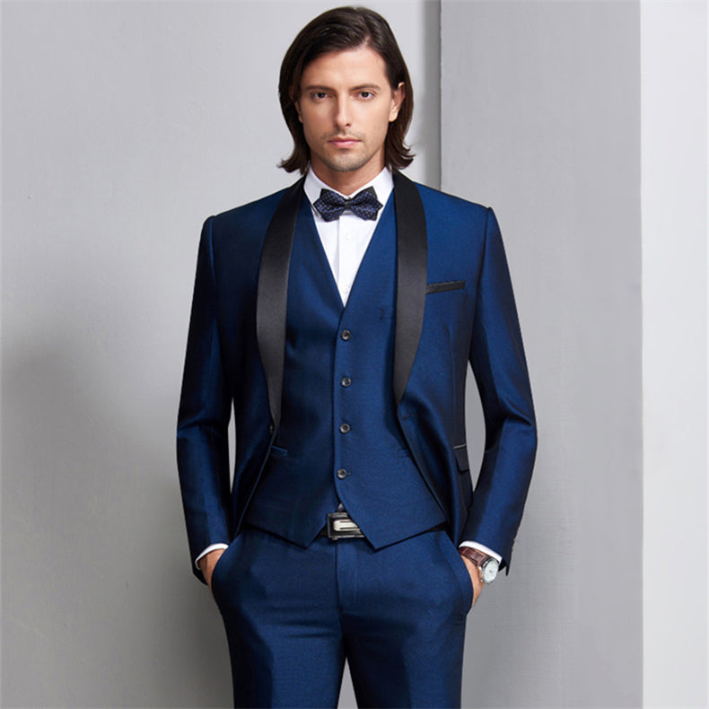 Buy Yanlu Mens Royal Blue 2-Piece Suit Slim Fit One Button Groom Tuxedo  with Black Pants Online at desertcartCongo