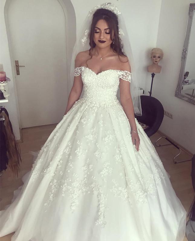 Siaoryne Wd0823 Off The Shoulder Princess Ball Gown Lace Wedding Dress 7502