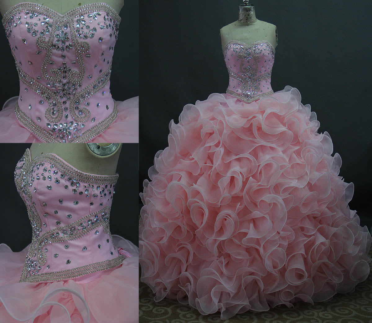 Siaoryne LP015 Sweetheart Two Pieces Ball Gown Quinceanera Dress ,Pink