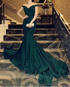 fitted green prom dress