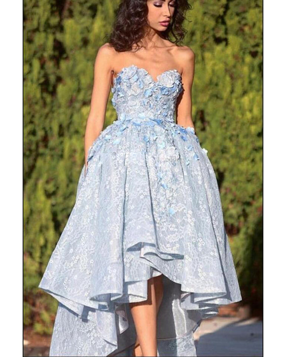 baby blue high low dress