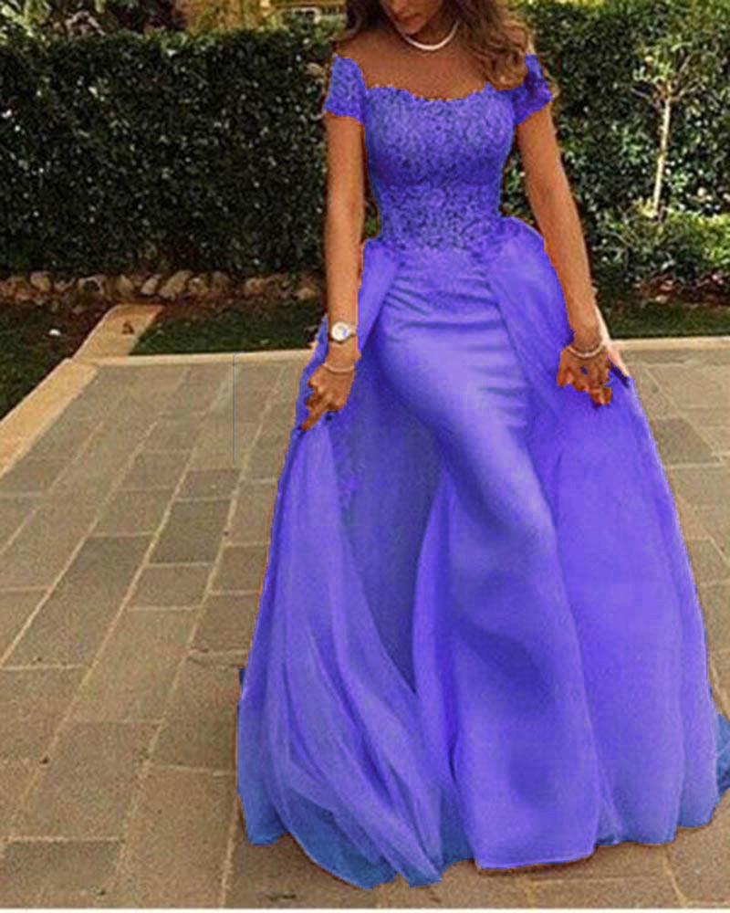 Fancy Cap Sleeves Mermaid Prom Dress with Cape Long Girls Formal Party ...