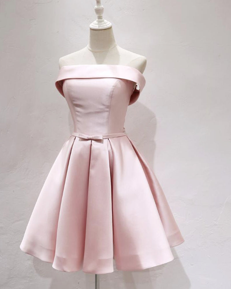 Pink Strapless Short Homecoming Dresses Girls Mini semi Formal Graduat ...