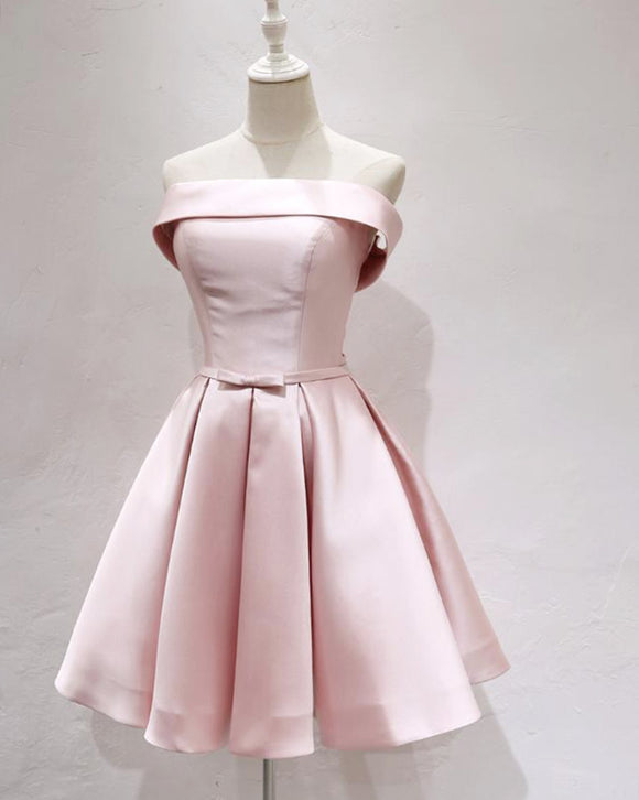 Pink Strapless Short Homecoming Dresses 