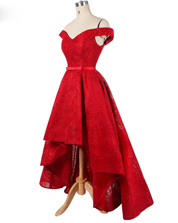 red high low gown