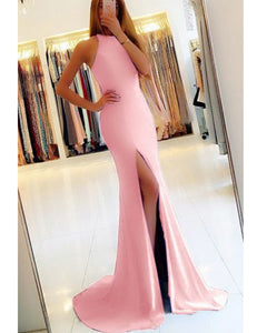 pink fitted prom dresses