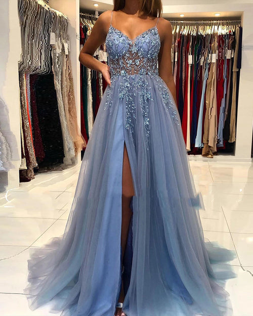 Beautiful Mint /Royal Blue Crop Top Prom Dress Girls 2 Pieces Ombre Be –  Siaoryne