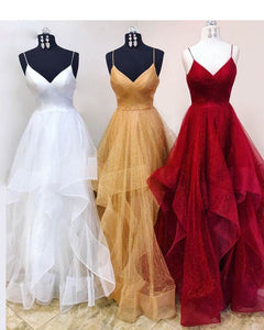 gold and red prom dress