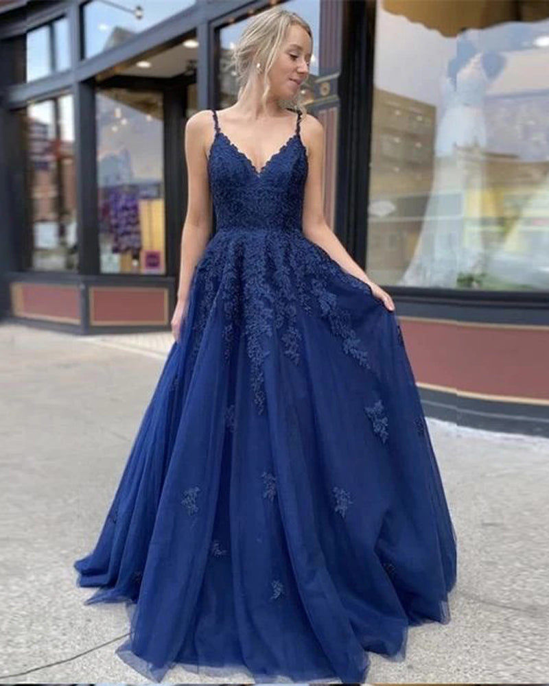 Dark Royal Blue Lace Evening Dress Women Formal Long Graduation Dress ...