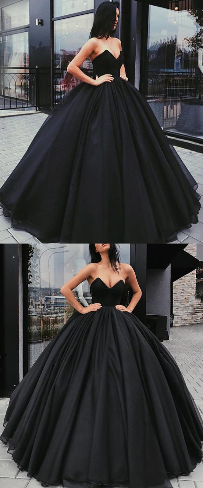 Fashion Black Prom Queen masquerade Gown Ball Dance Gown Poofy Long Ev ...