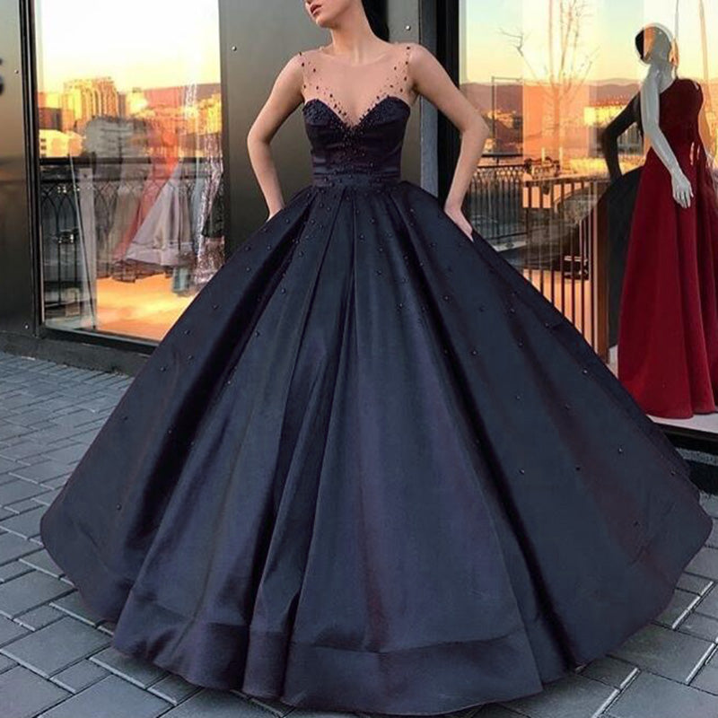 black gown wedding dress