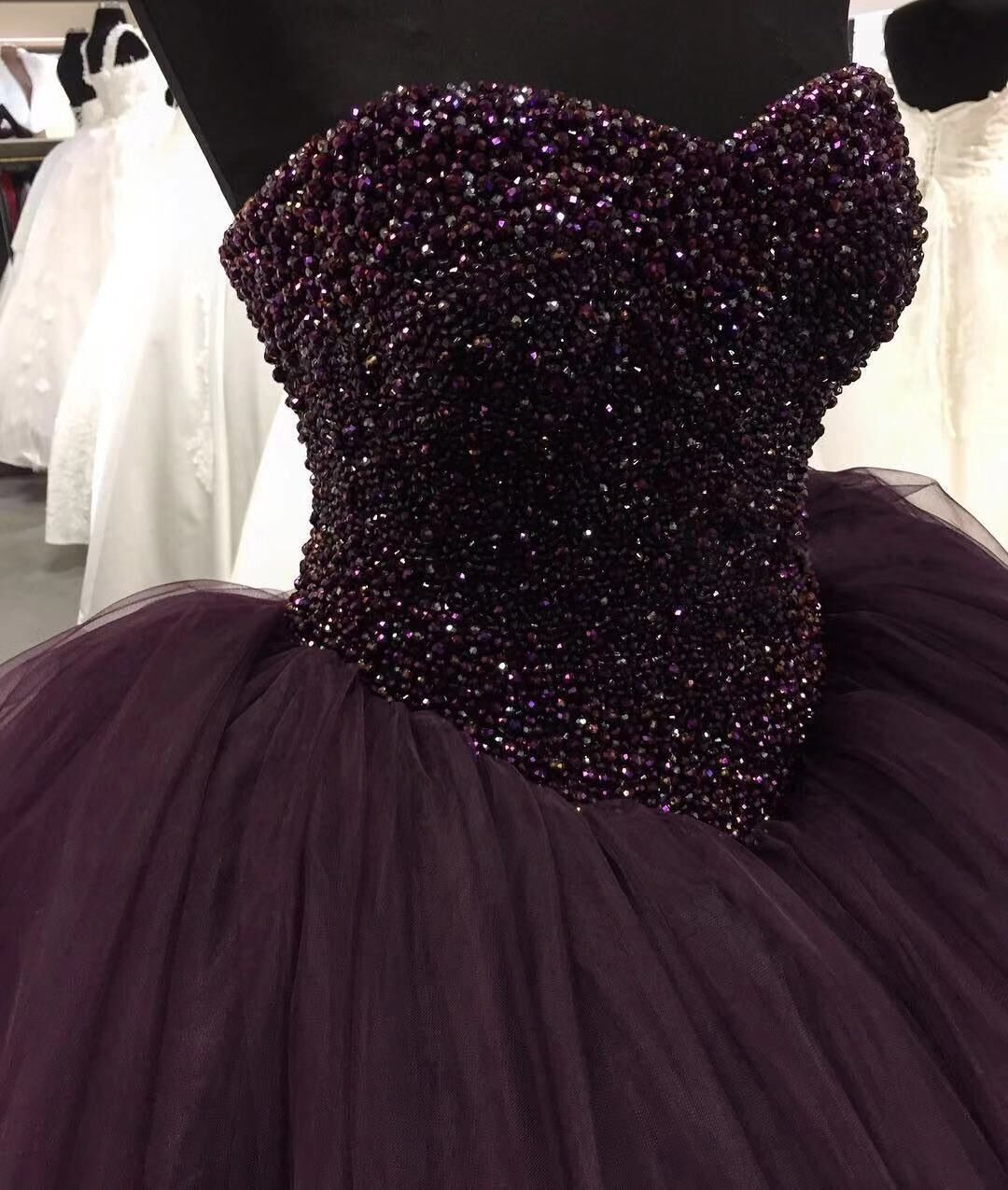 black and purple ball gown