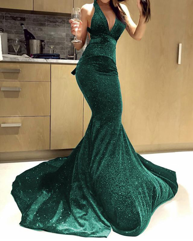 Glitter Sexy Mermaid Evening Prom Dress Green/Blue PL6988 – Siaoryne