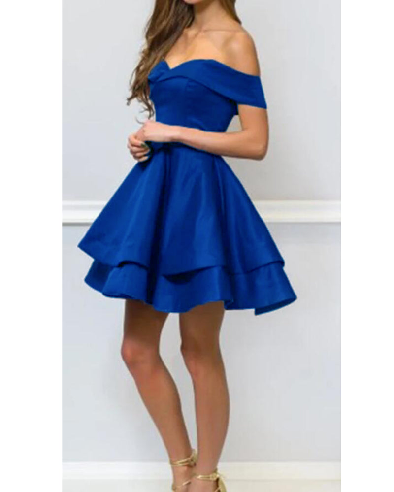 Off The Shoulder Short Semi Formal Graduate Dress For Teens Royal Blue