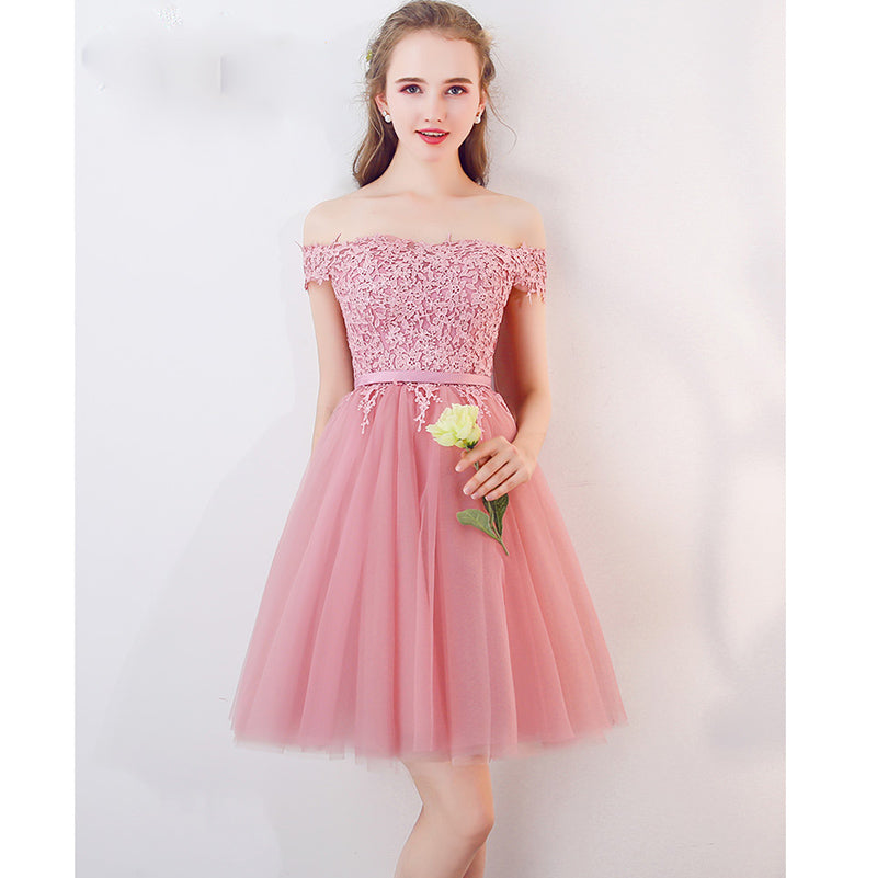 Pink Short Prom Dress For Teens Homecoming Semi Formal -7076
