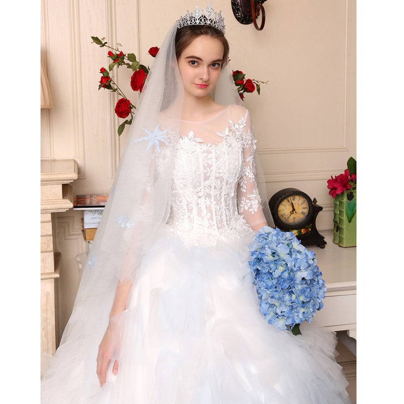 Luxury Ombre Wedding Dress Whiteblue Short Sleeves Lace Bridal Gown W Siaoryne 6918