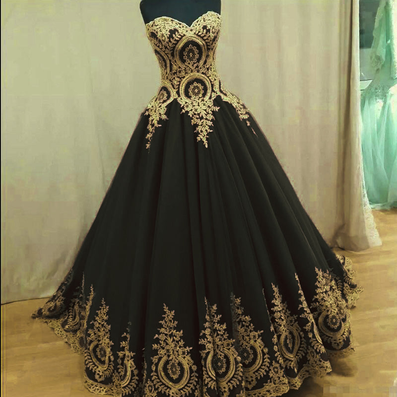 burgundy and black wedding dress