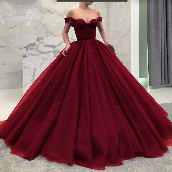 puffy red prom dresses