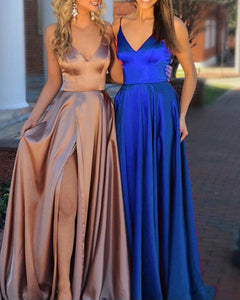 blue and rose gold dress