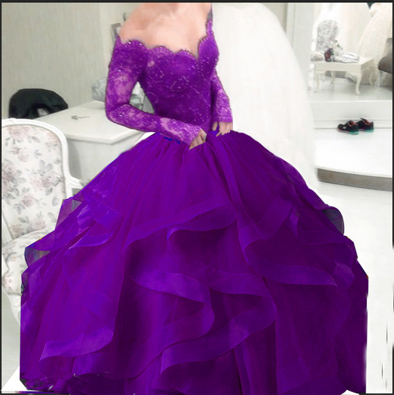 purple puffy dress