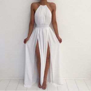 long white linen dress