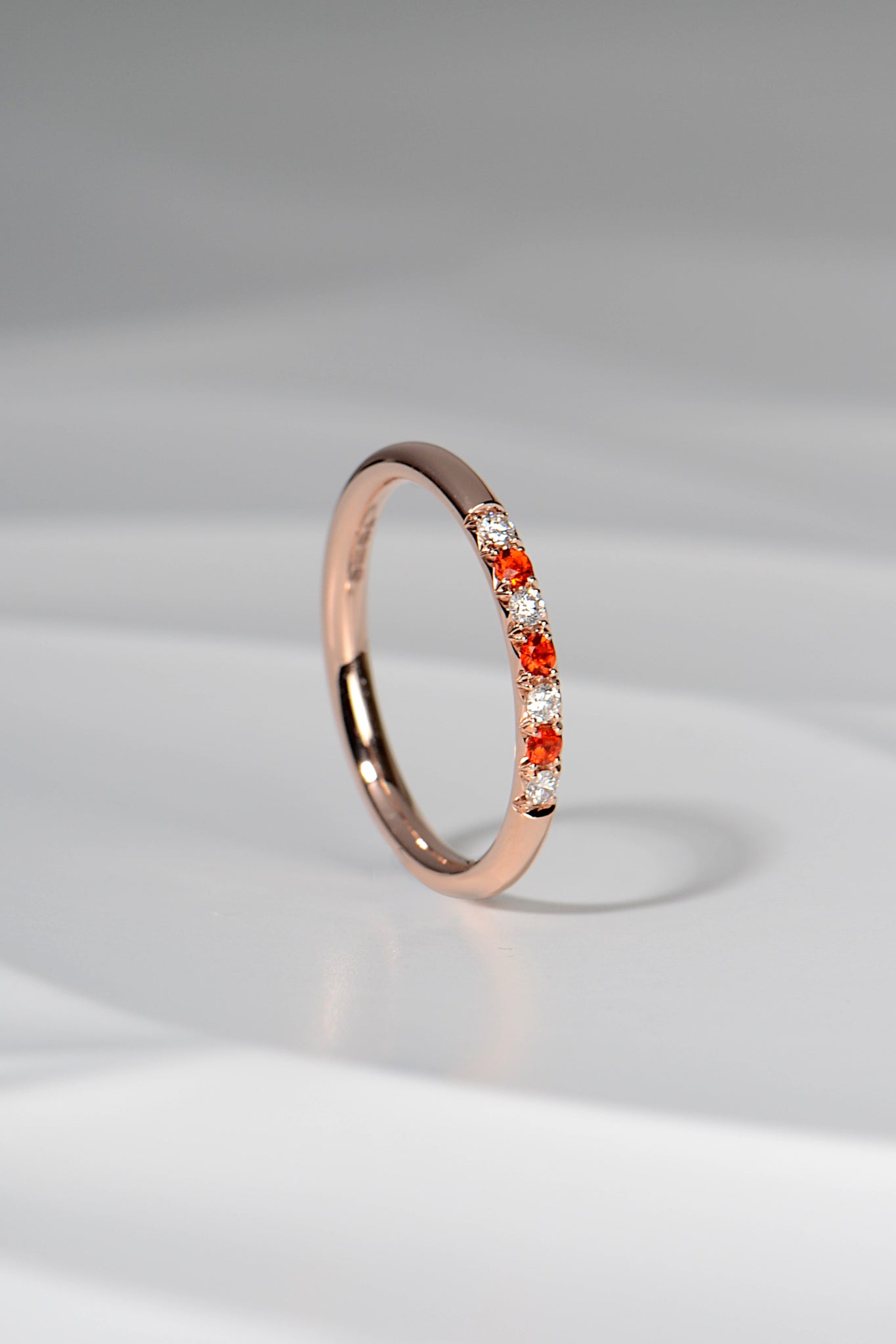 fire opal and diamond rose gold eternity ring