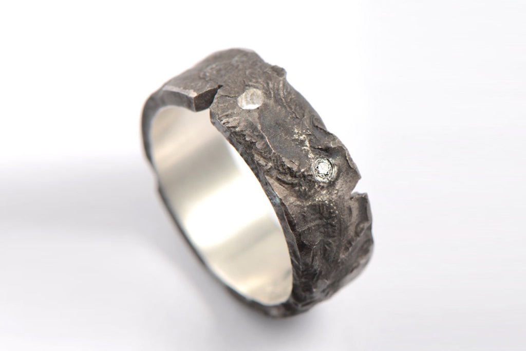 oxidised silver ring for Heroes by jewellery designer Christine Sadler