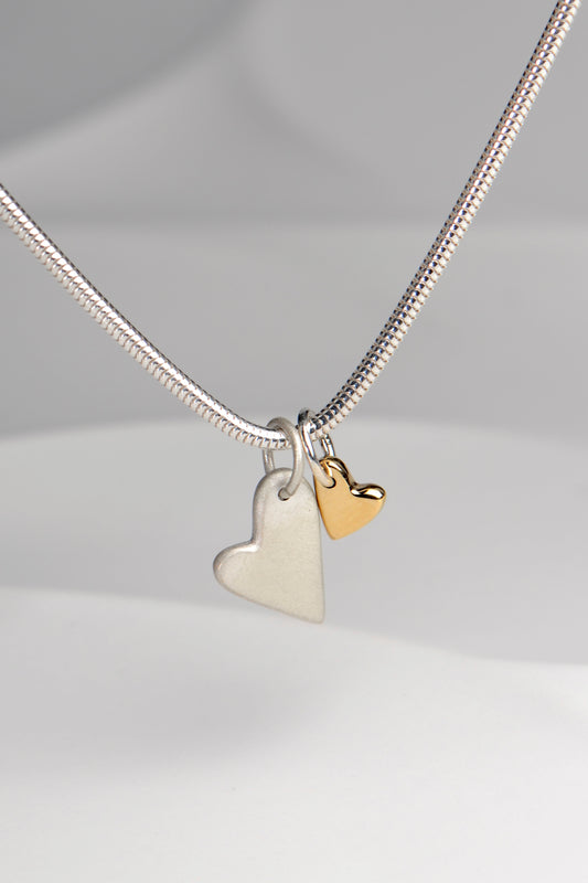 From the heart silver and gold necklace
