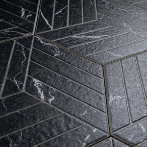 DE-BLH8 Devon Black 8" x 9" Hexagon Porcelain Patterned Wall & Floor Tile