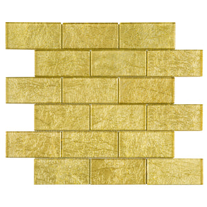 TGKG-01 Gold 2x4 glass mosaic tile sheet subway tile