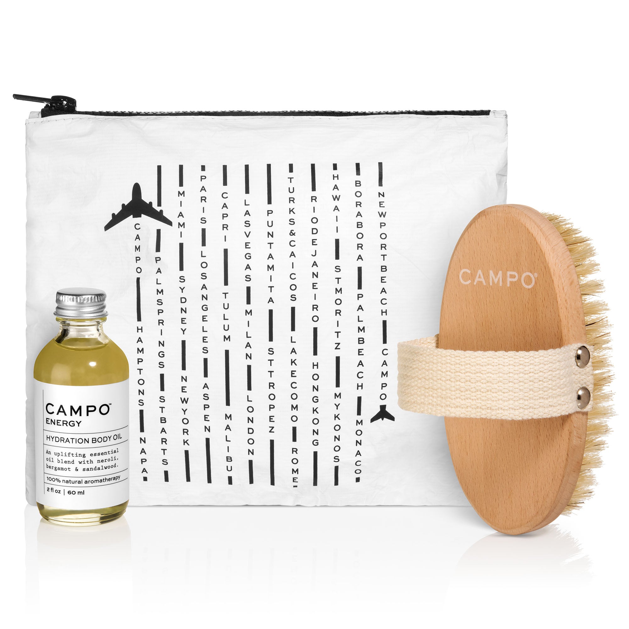 Qēt Botanicals Natural Skincare  Fresh Body Oil and Body Brush Set