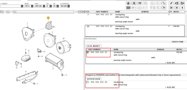 Clock spring for 997.2 with heating support