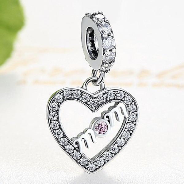 925 Silver Mother Daughter Heart Necklace - Pandora Mom Charm Pendants 