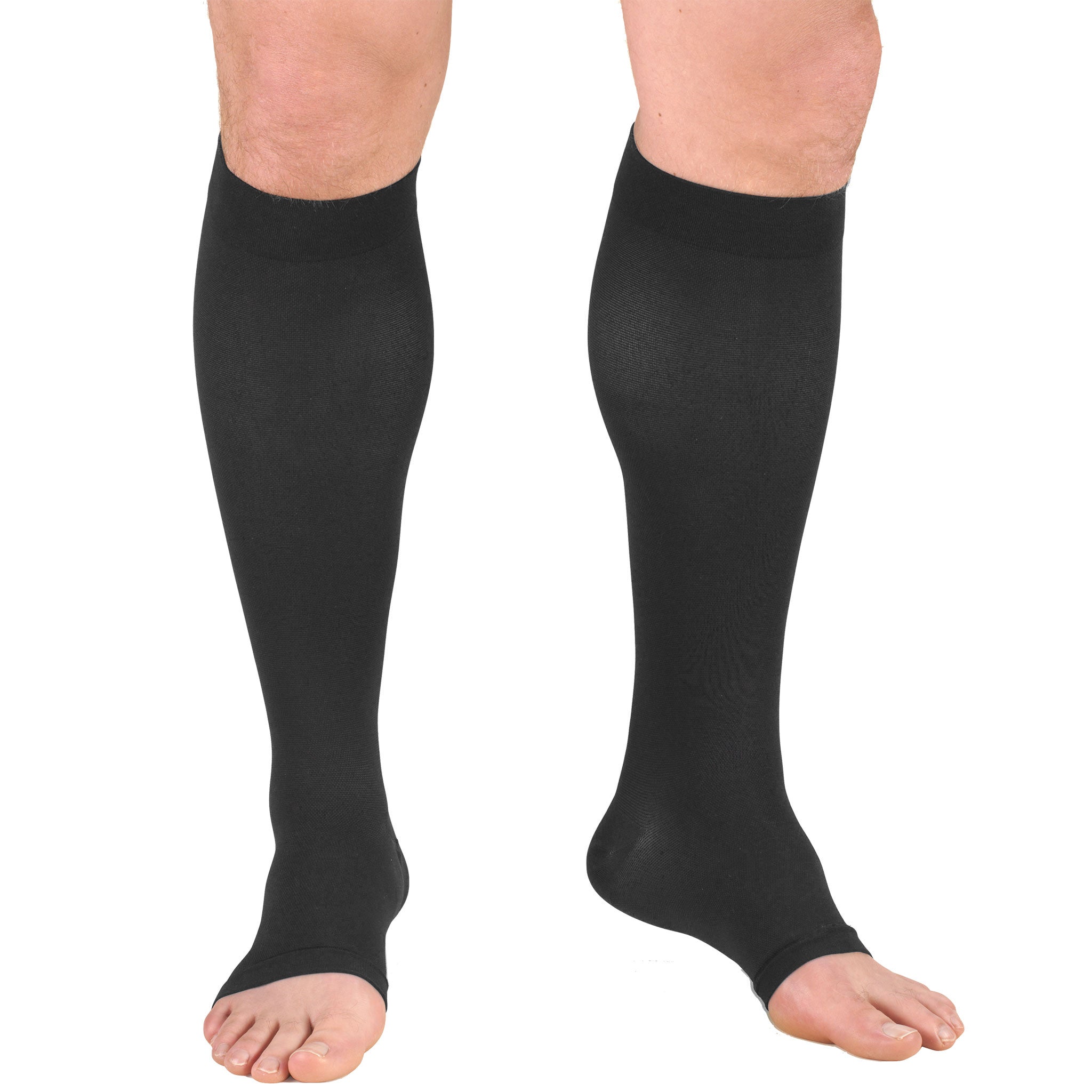 0845 Knee High Open Toe Charcoal Medical Stockings