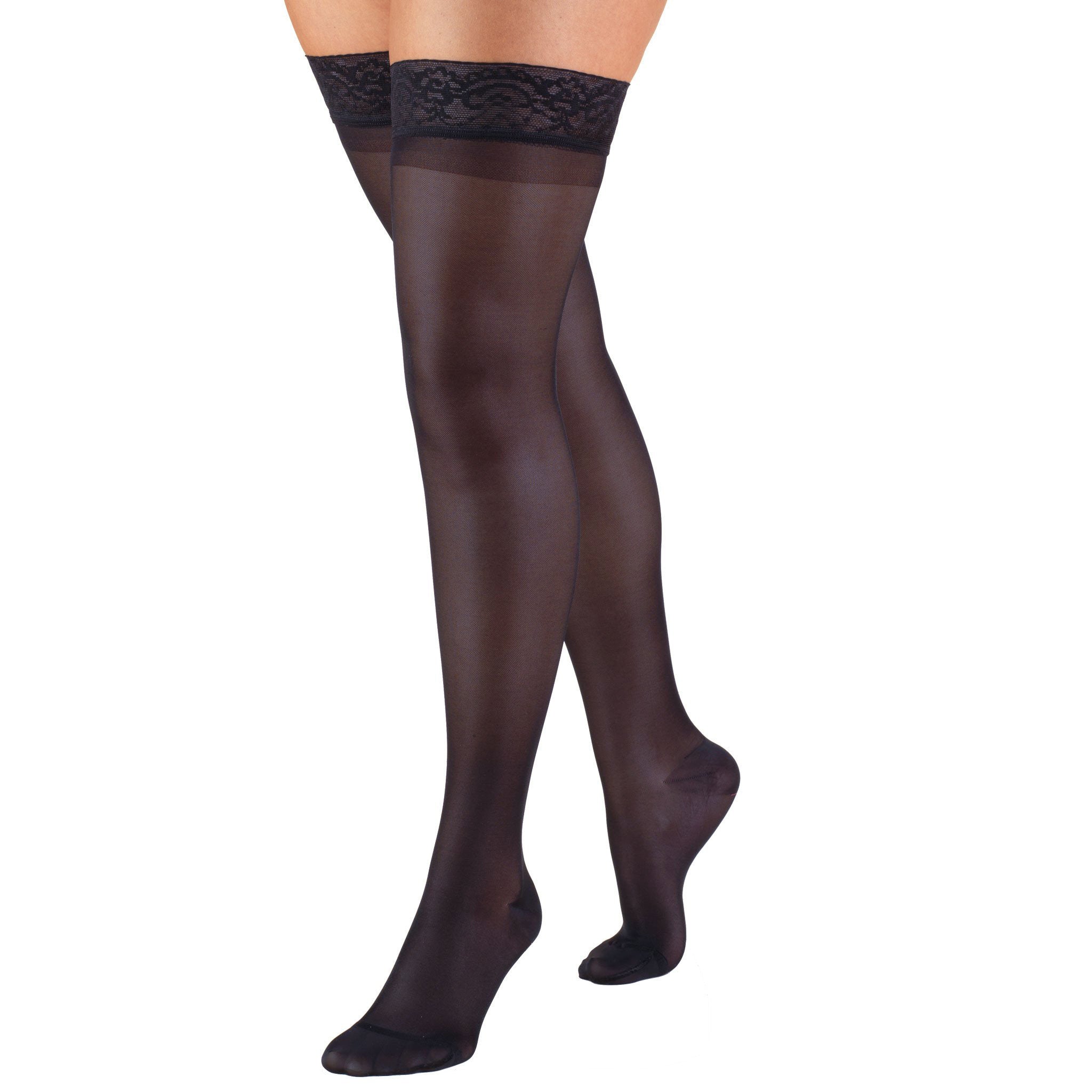 1774 Ladies' Thigh High Closed Toe Navy Sheer Stocking