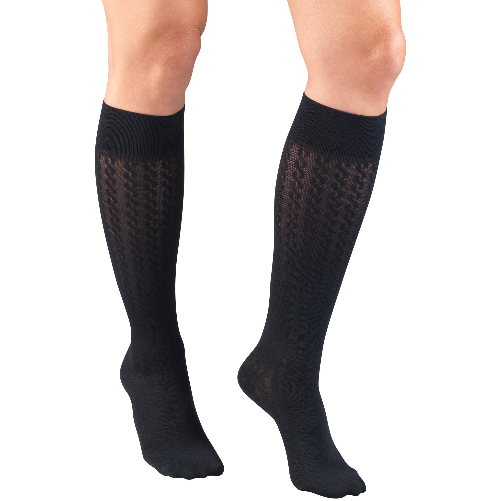 1975 Ladies' Knee High Navy Cable Pattern Socks