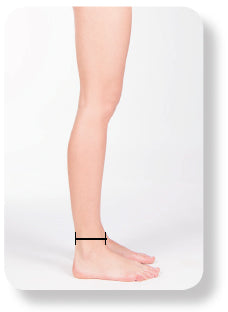 Black line on leg displaying where to measure ankle circumference