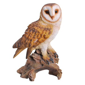 Realistic Looking Barn Owl Perched On Stump Statue Life Size Statue ...