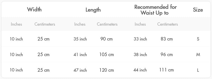 V-Sweat Size Chart