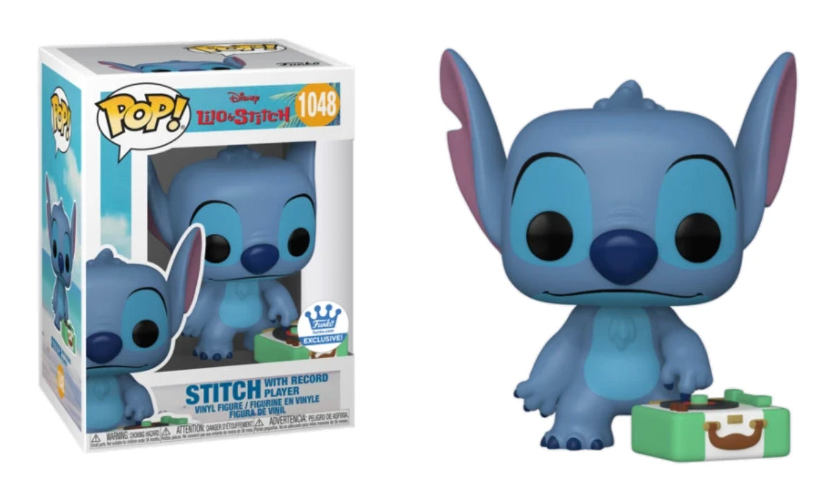 stitch funko pop with record player