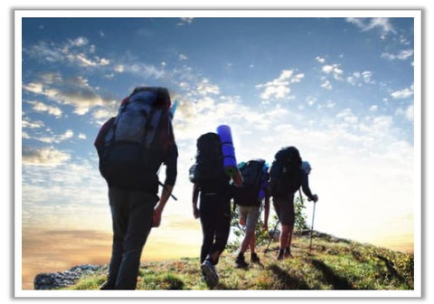 hiking at night in a group