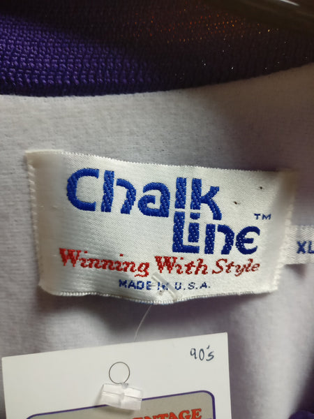 Vintage 80s LOS ANGELES LAKERS NBA Purple Chalk Line Nylon Jacket XL ...